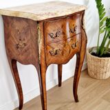 Chest of drawers marquetry Louis XVI style signed Marquant