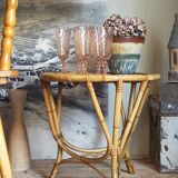 Tripod booster coffee table in rattan 50s