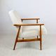 Armchair 'Lis', 1970s, white boucle, design by Henryk Lis - natural beech wood