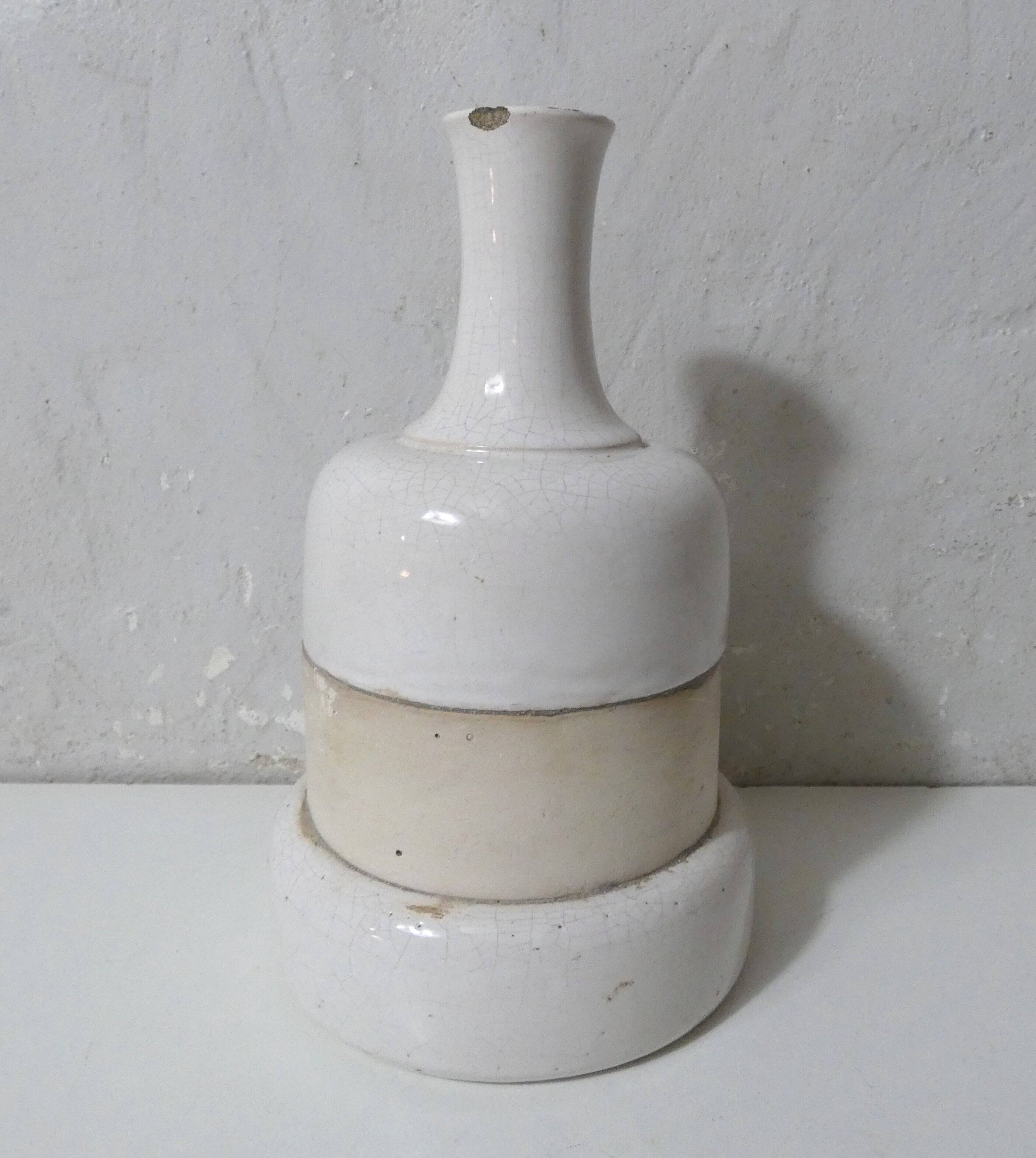 ancient stoneware soliflore vase in white