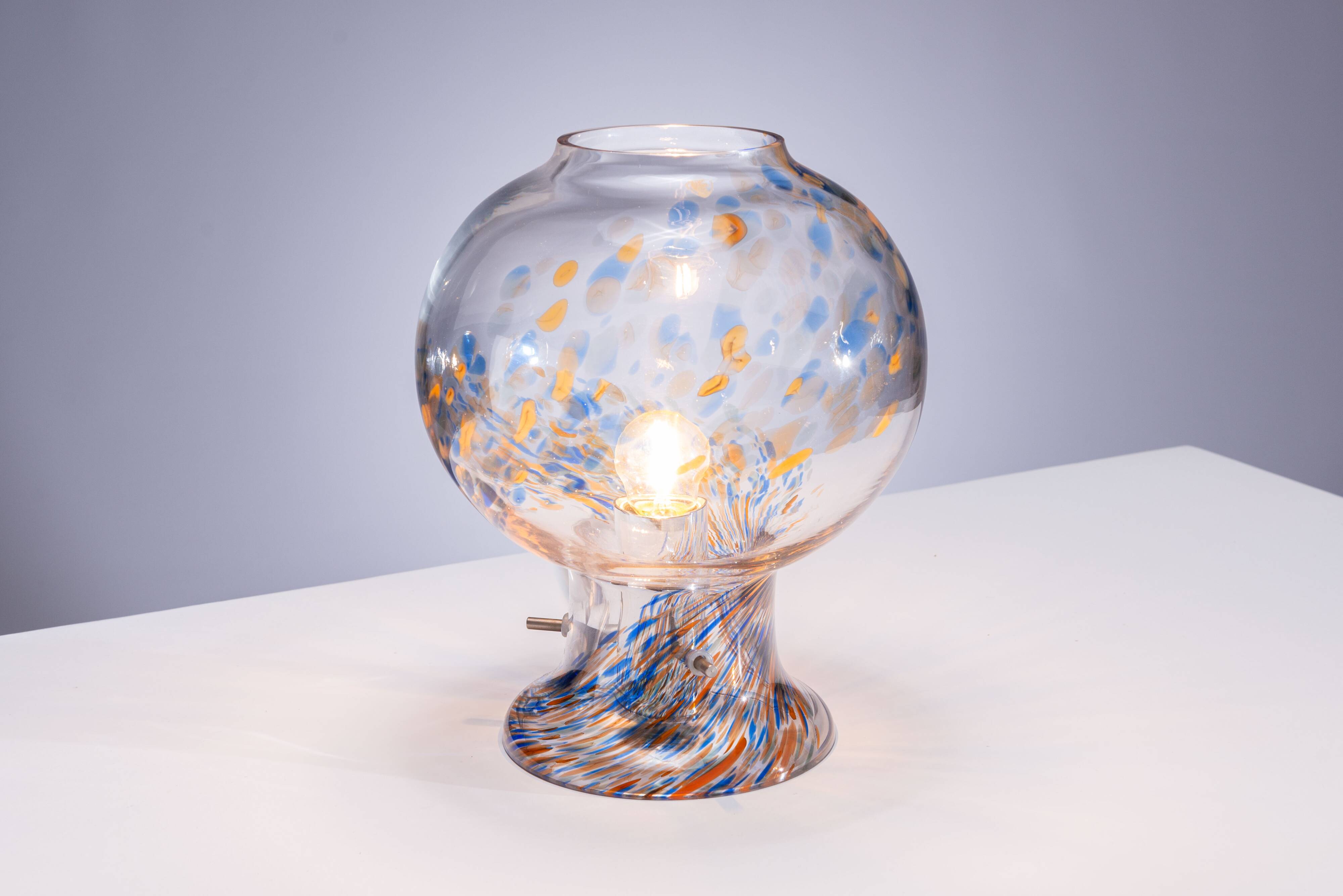 Glass table lamp by Olle Alberius for Orrefors Sweden, 1970s