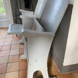 Vintage cinema bench patinated in grey