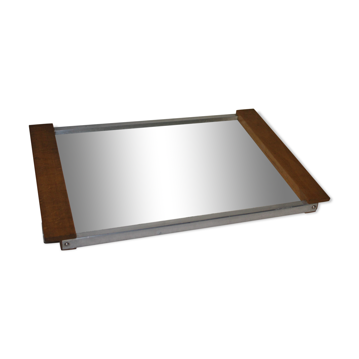 Mirror tray with wooden handles, early 20th century