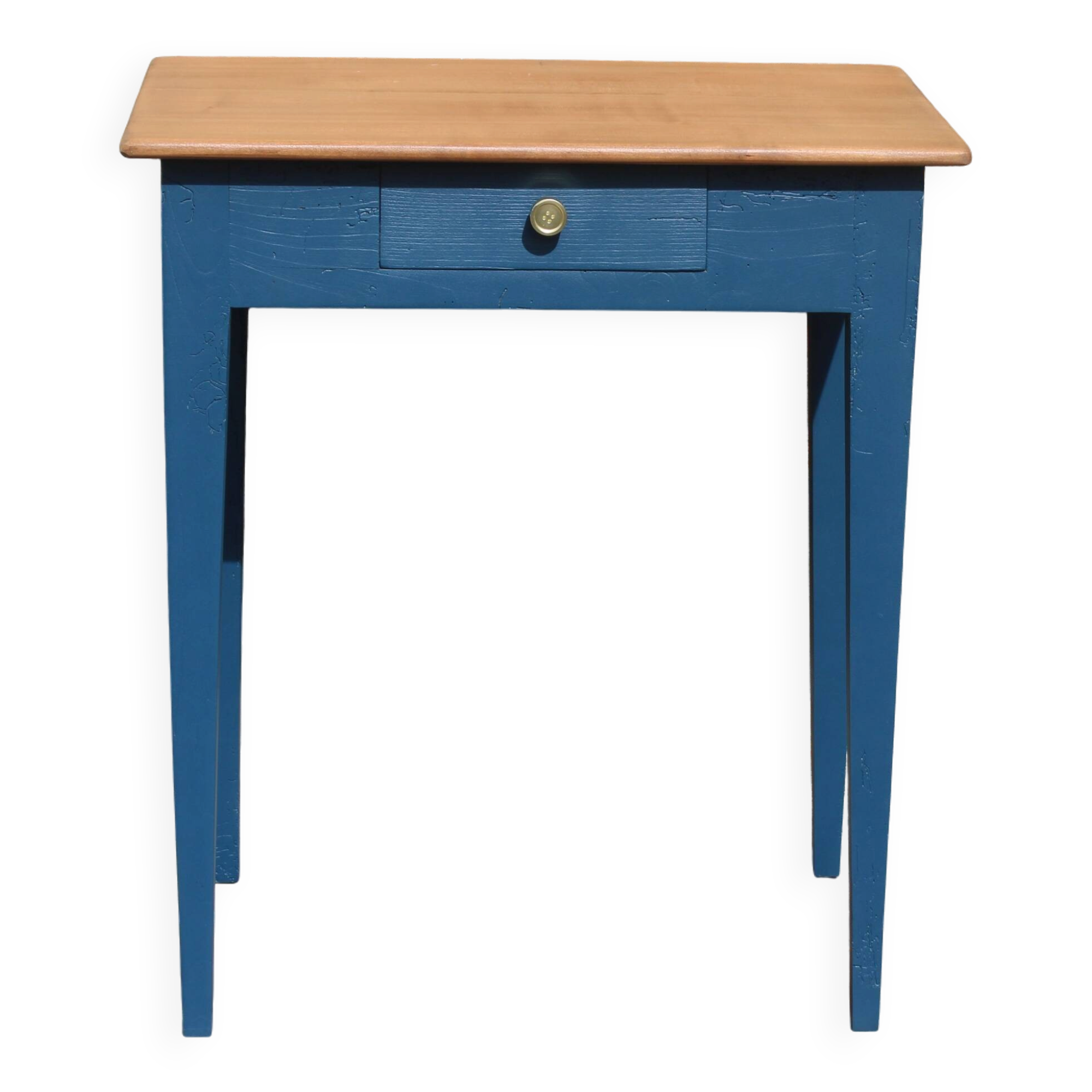 Table d’appoint ancienne rénovée – plateau bois naturel