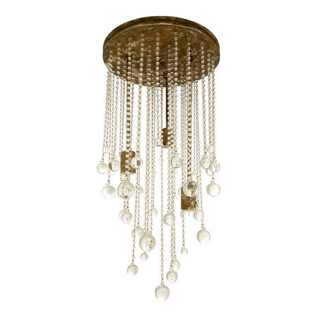 Contemporary cascade of transparent cristals murano glass chandelier