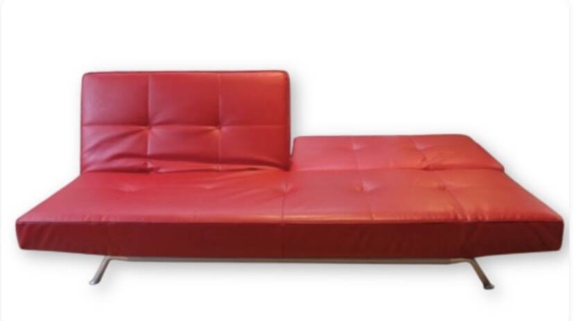 Red leather sofa