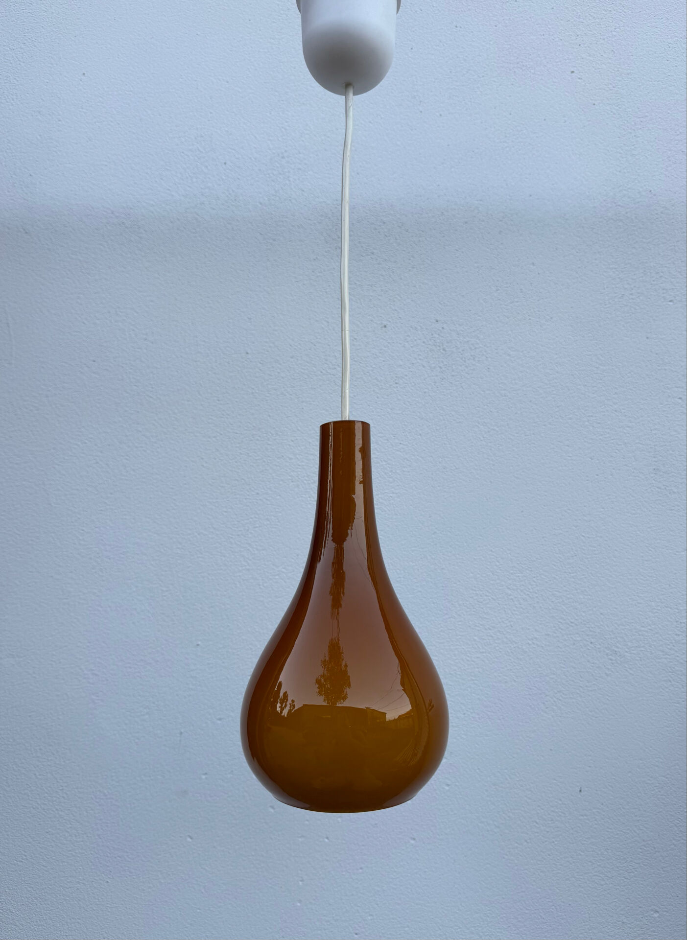 Amber opaline drop pendant from the 1970s