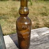 Set of old bottles colored glass