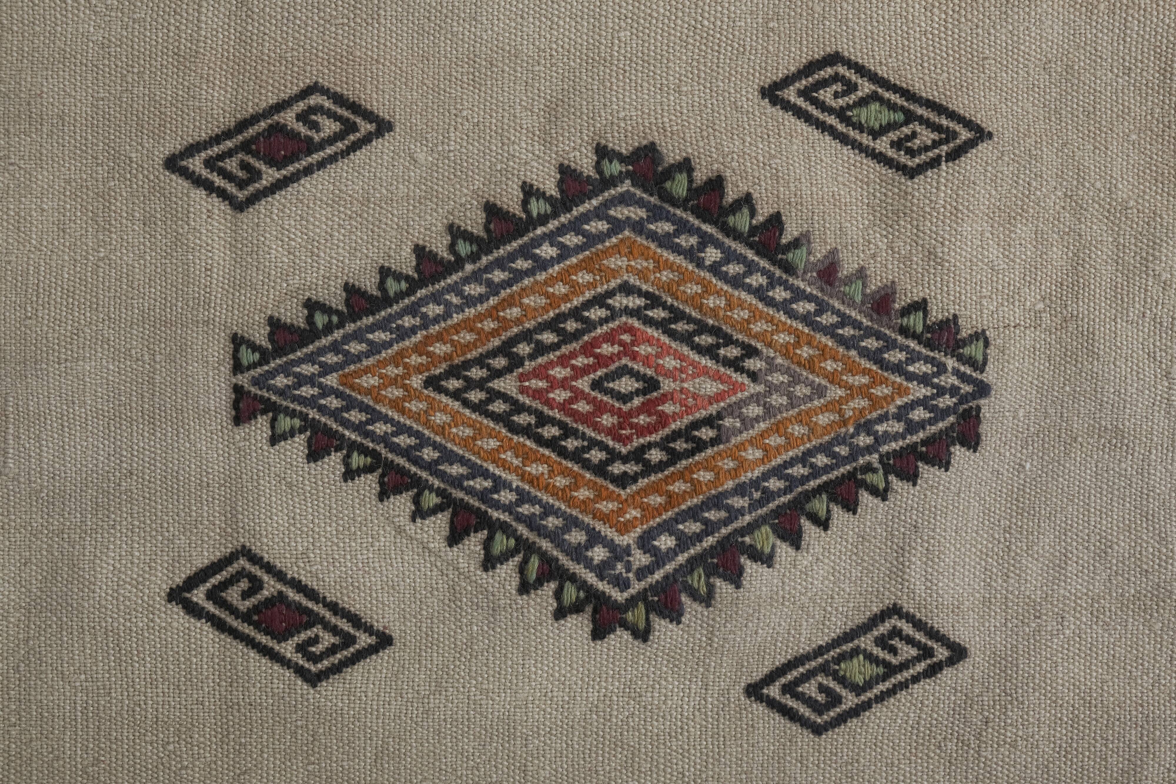 Mid Century Turkish Long Kilim Runner with Modern Design 1'11'' x 13'8''