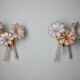 Paire d'appliques fleurs de lys roses, verre de murano, Italie, 1970