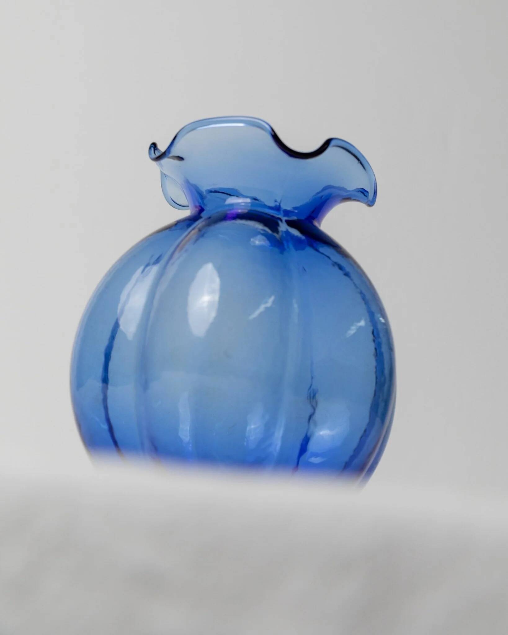 Vintage glass vase Hazel Atlas - Fenton blue cobalt flower vase, bulbous shape - Italy 1930s - Retro decorative vase, gift idea