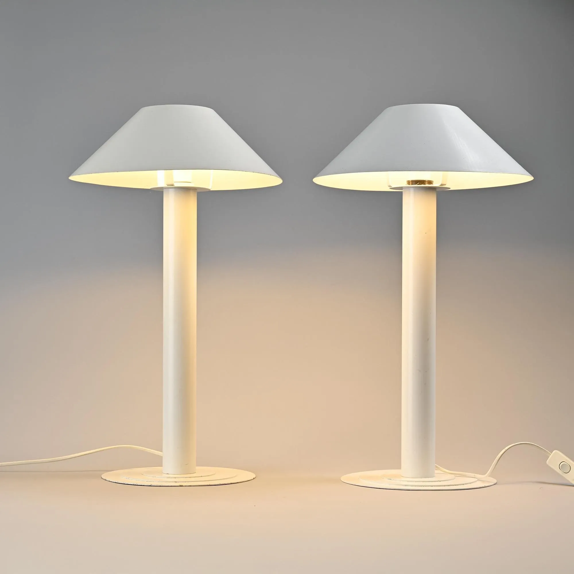 Table lamps by Bent Karlby for Lyfa, circa 1980.