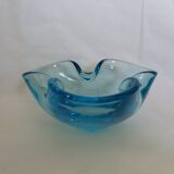Murano turquoise blue glass trilobed empty pocket ashtray