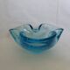 Murano turquoise blue glass trilobed empty pocket ashtray