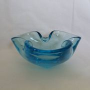 Murano turquoise blue glass trilobed empty pocket ashtray