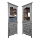 Pair of re-edged corner cabinets