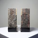 Pair of bookends, Art Deco fireplace decoration in antique marble from the 1920s-1930s.