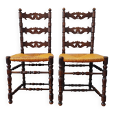 Paire de chaises anciennes bois tourné