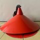 Vintage rise and fall pendant light in red lacquered metal