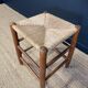 Set of 3 stools wood and straw