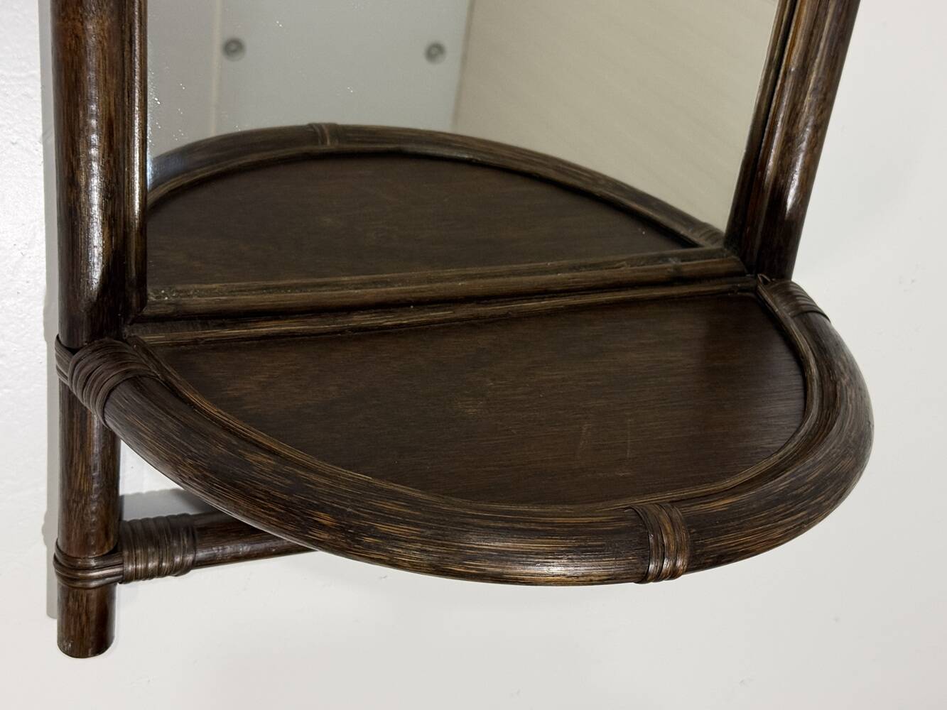 Rattan wall mirror with console table 1970’s