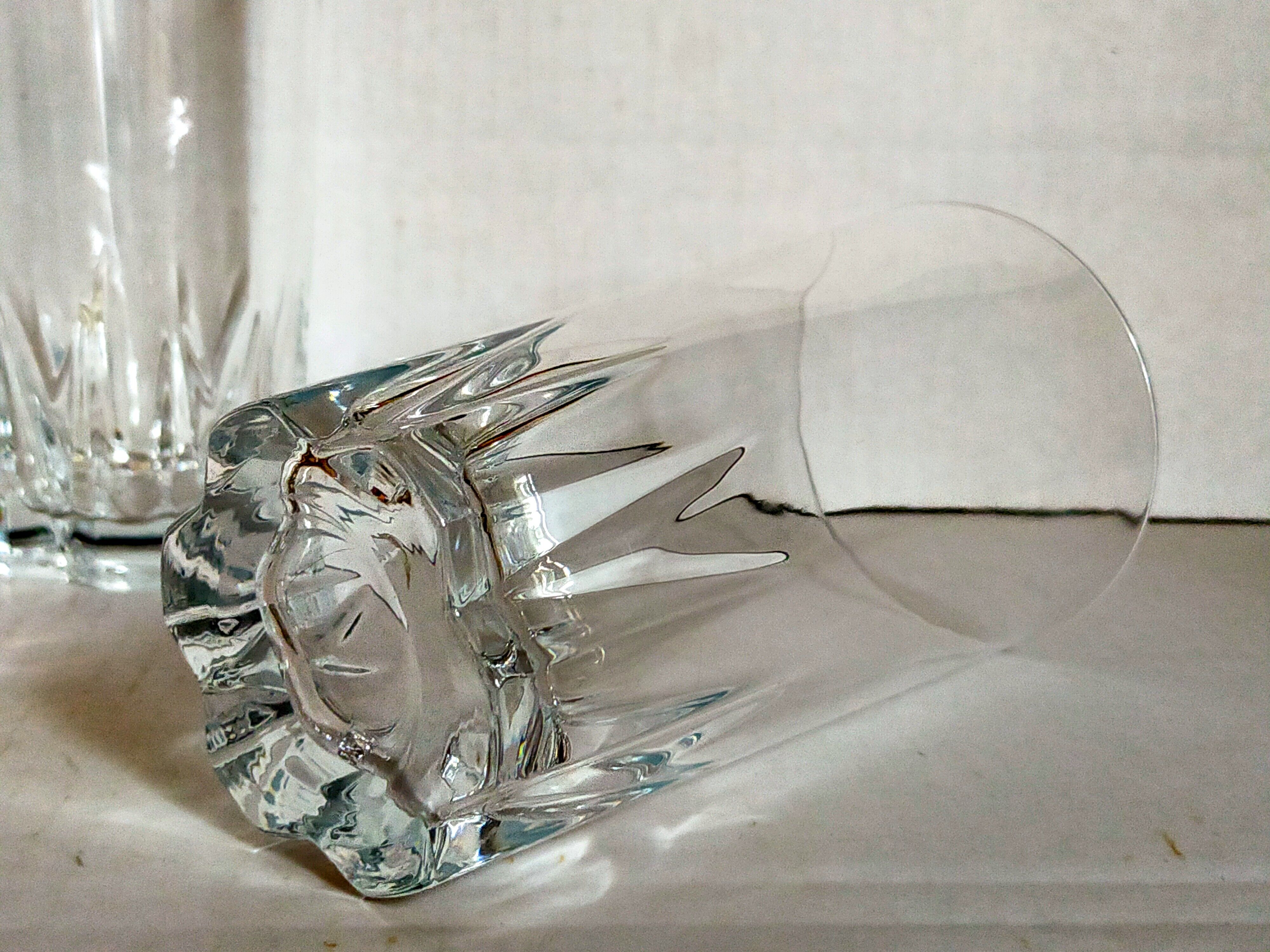 Six vintage crystal long drink juice glasses