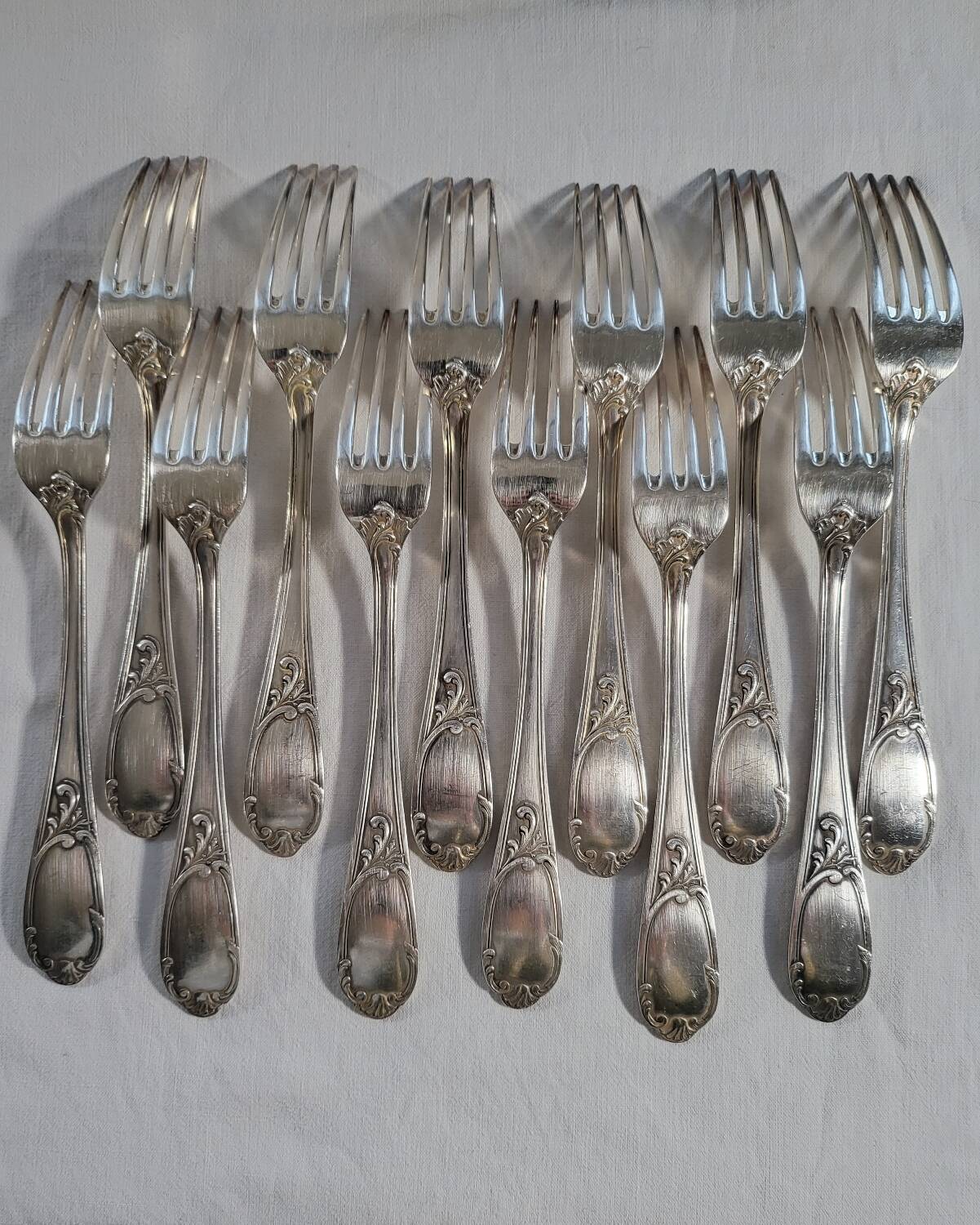 12 SOH Silver Metal Table Forks