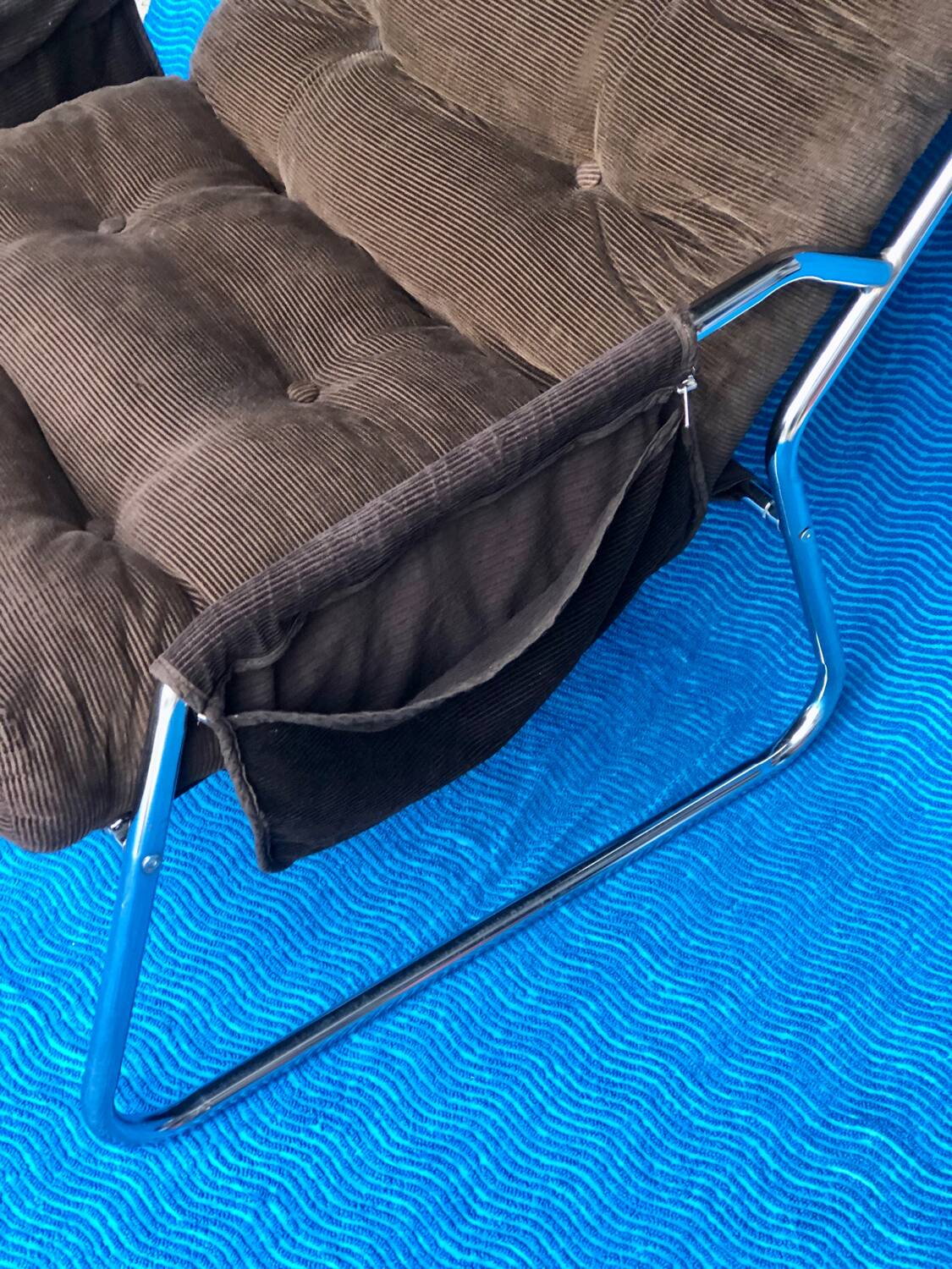 VELVET BROWN CHROME ARMCHAIR 1970 IKEA VINTAGE