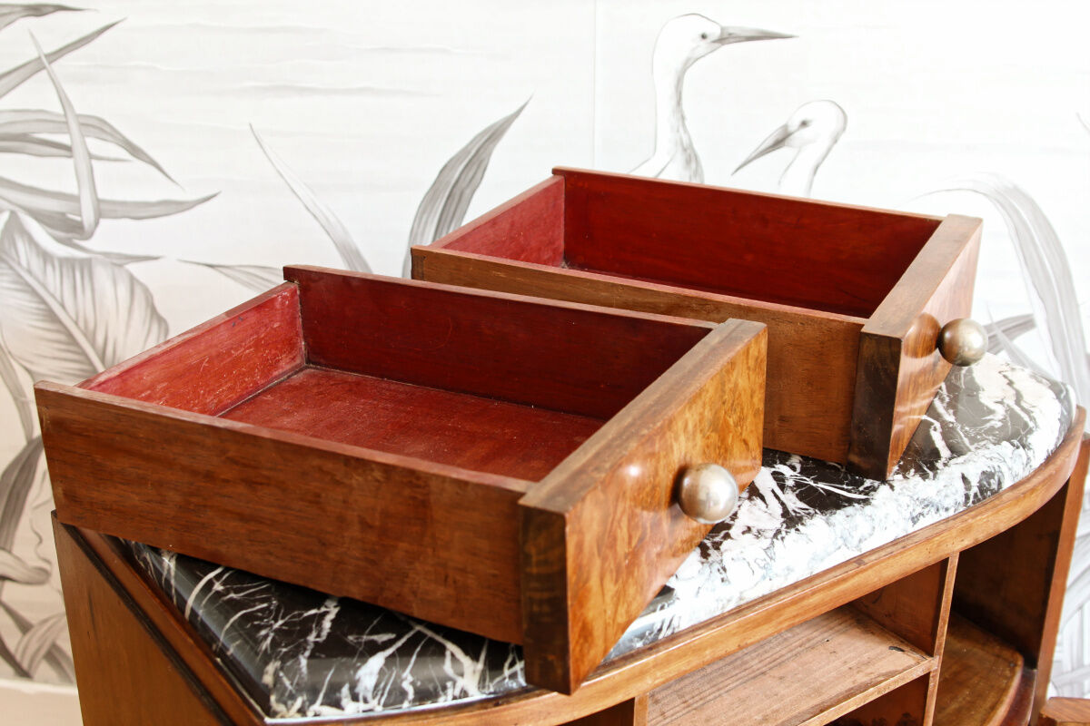 Bedside, art deco side table in precious wood