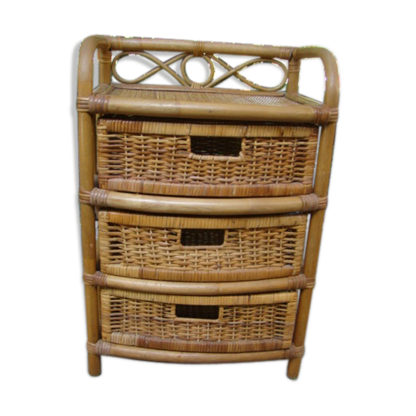 Old rattan wicker storage unit