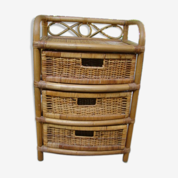 Old rattan wicker storage unit