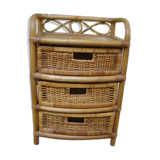 Old rattan wicker storage unit