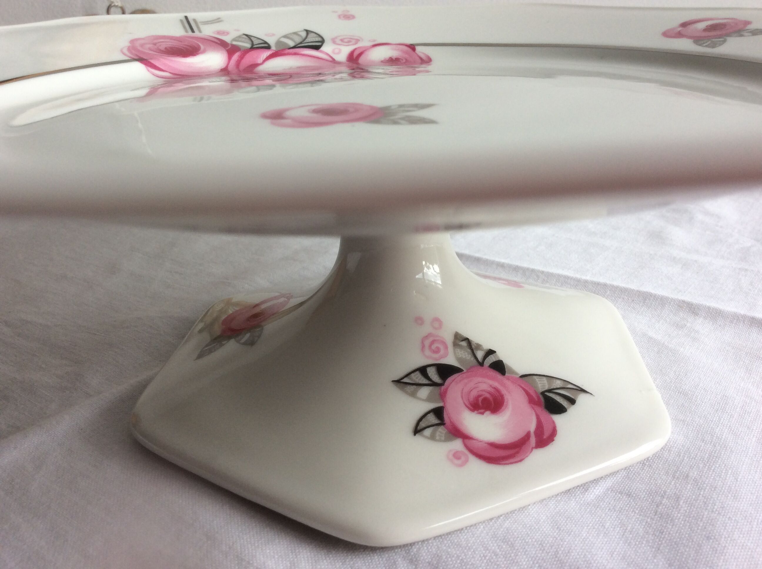 Servant dish on porcelain pedestal Limoges MC