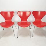 Set of 6 chairs "model 7" Arne Jacobsen for Fritz Hansen, Denmark, 1991