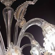 Charming vintage Venetian chandelier, transparent and gold Murano glass, 1970s