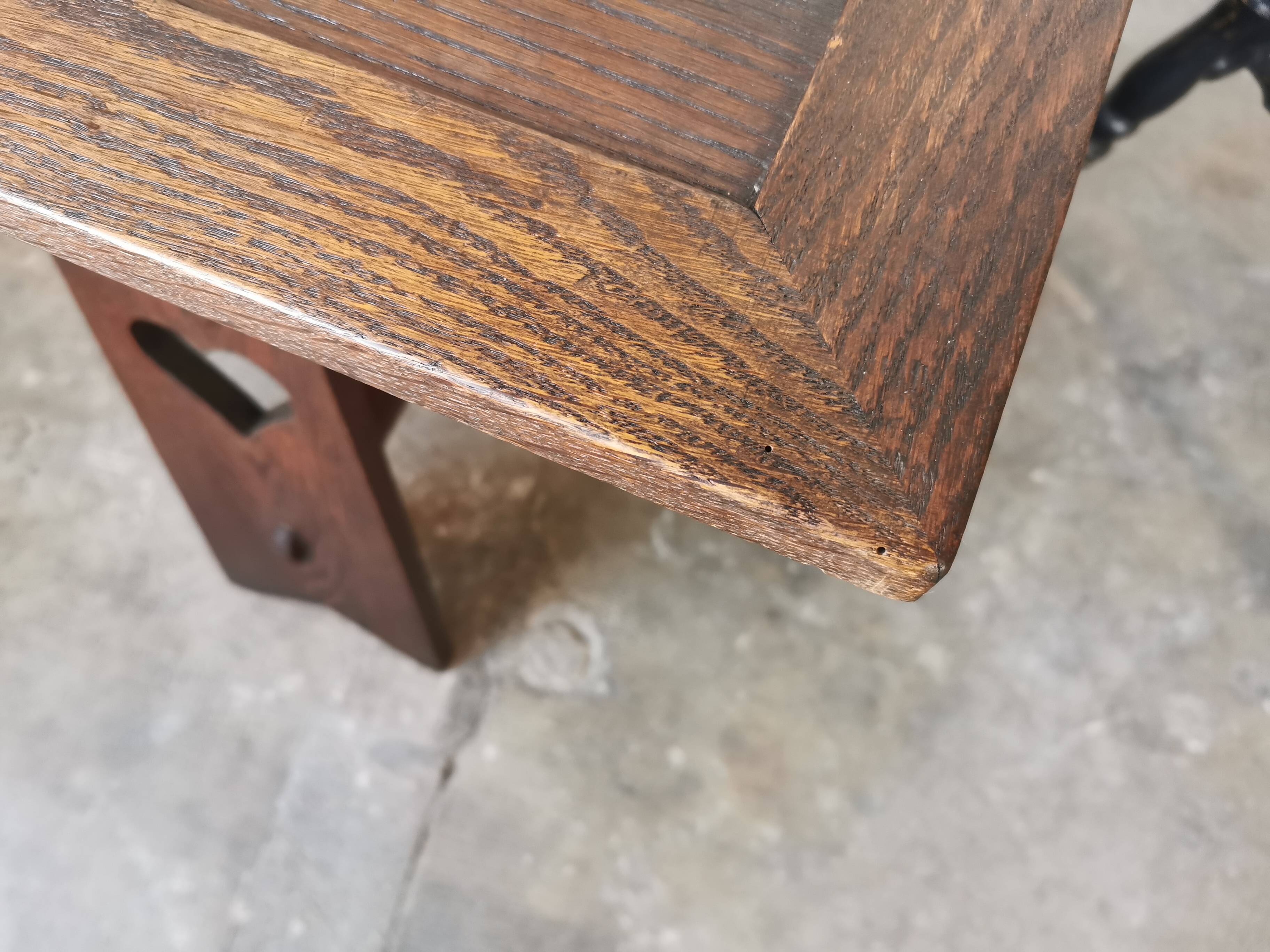 Arts and crafts style oak side table, 1950s