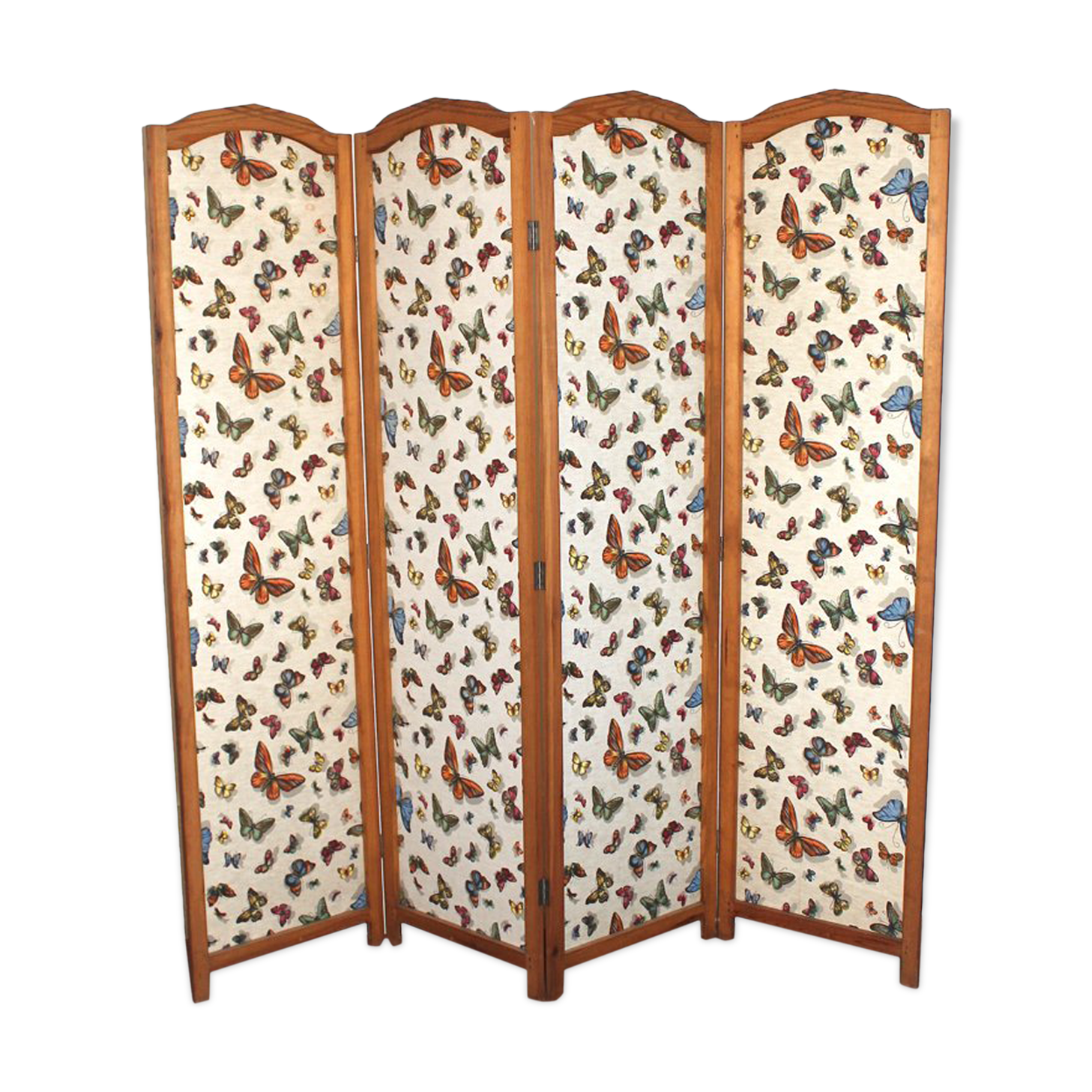 Screen 4 wooden leaves and fabric