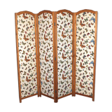 Screen 4 wooden leaves and fabric