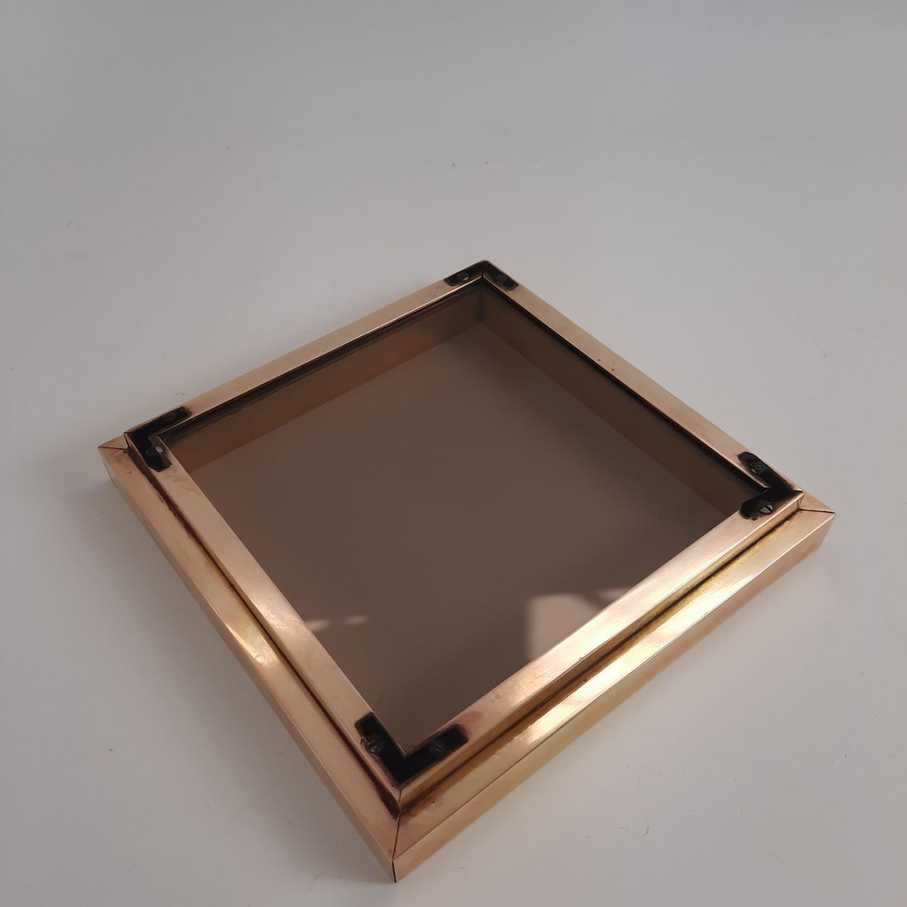 Vintage brass empty/centerpiece with engraved signature by Romeo Rega