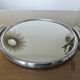 Round mirror tray in chrome-plated brass Art Deco 40s 50s