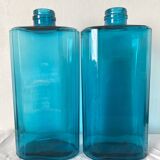 Turquoise glass bottles 36 cm, Fougère glassworks