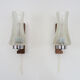 Pair of Scandinavian vintage wall sconces with pull shot, wood and chrome metal. Year 60