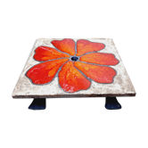 Dessous de plat fleur émaillée années 70