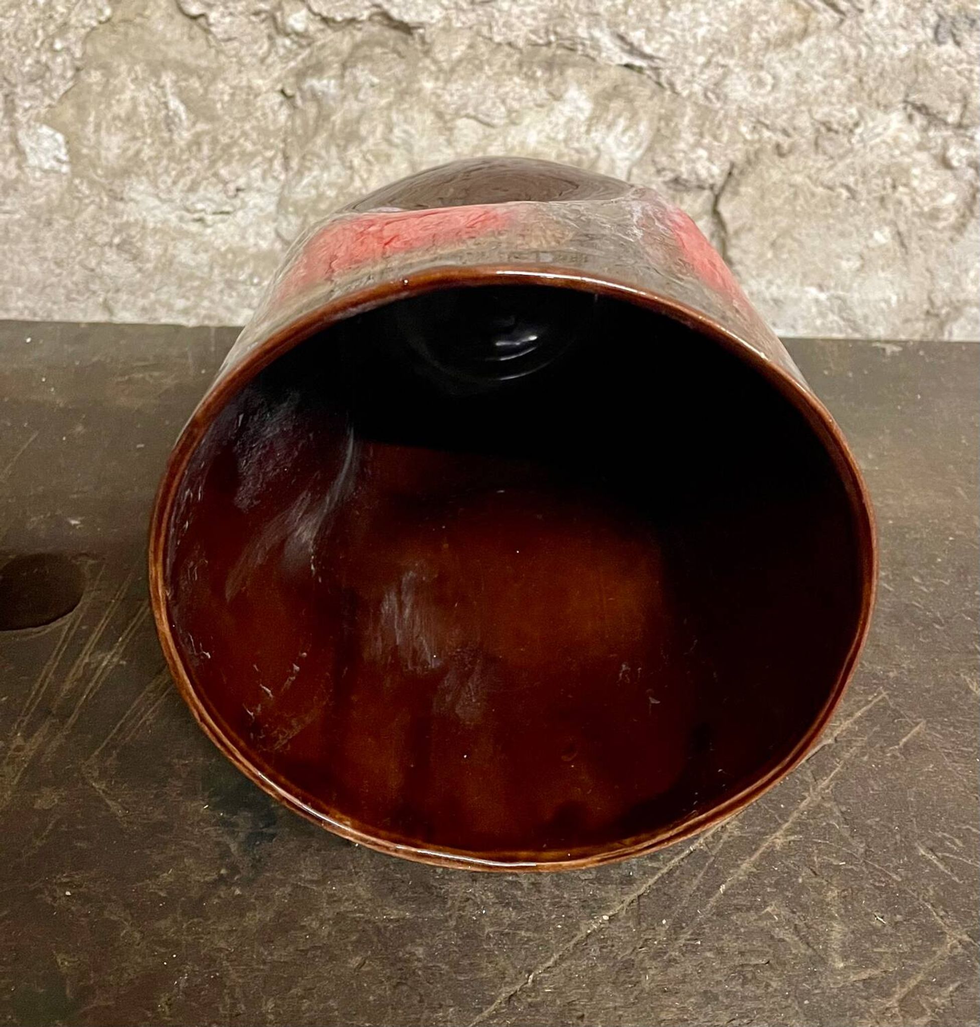 Large Vallauris vase no. 270 – brown glaze with red drips – vintage