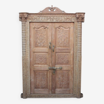 Antique Indian Door Old Teak Original Patina