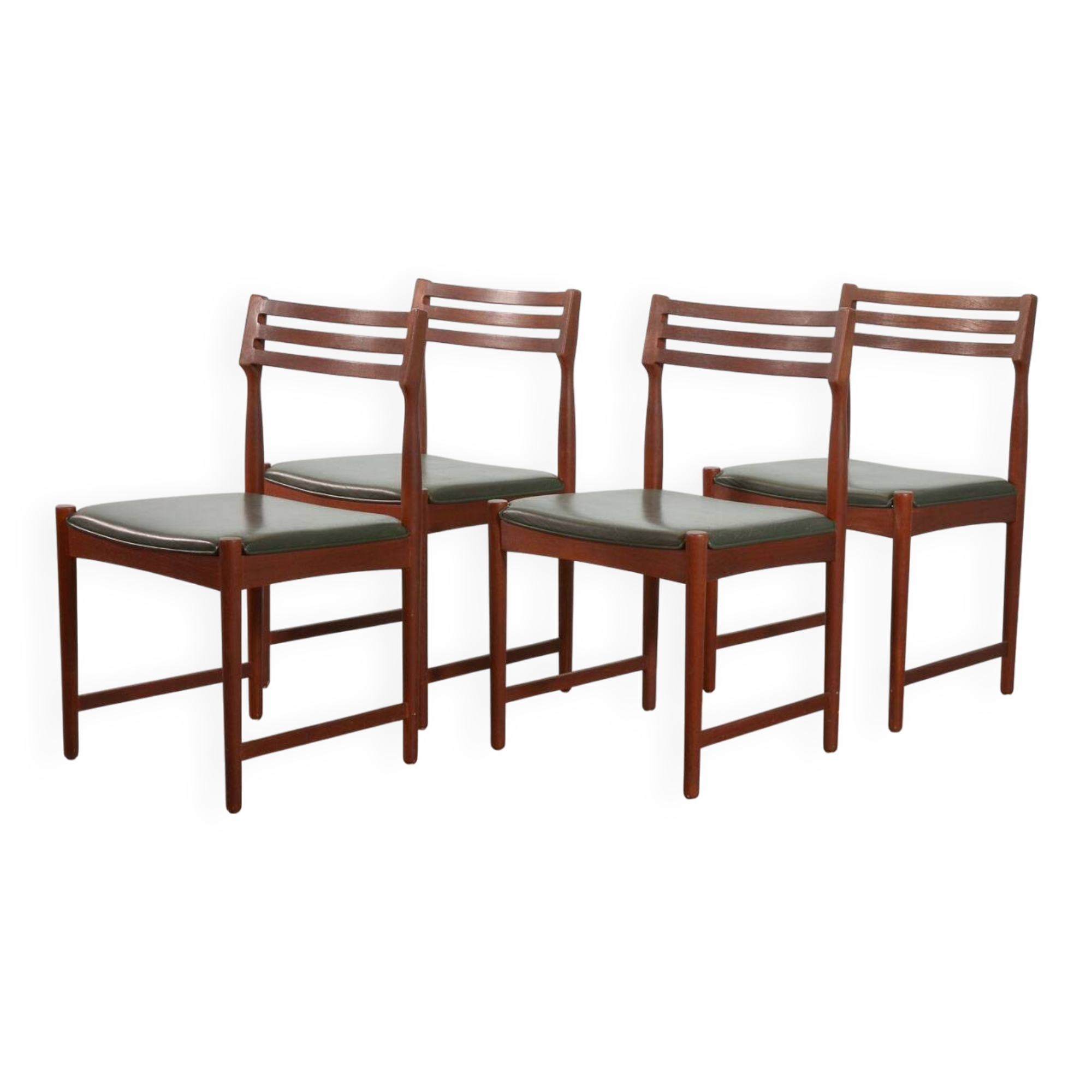 Bovenkamp Vintage Design Teak Wooden Dining Chairs with Leather Upholstery