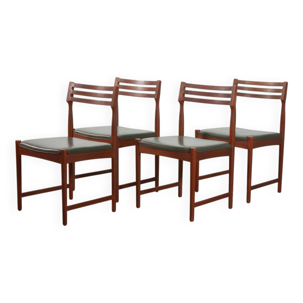 4 chaises de salle à manger en teck et cuir éditées par Bovenkamp, 1960