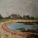 Oil on cardboard seaside beach landscape 1930