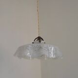 French Vintage 1930s White Frilled Clichy Glass Lampshade Ceiling Light