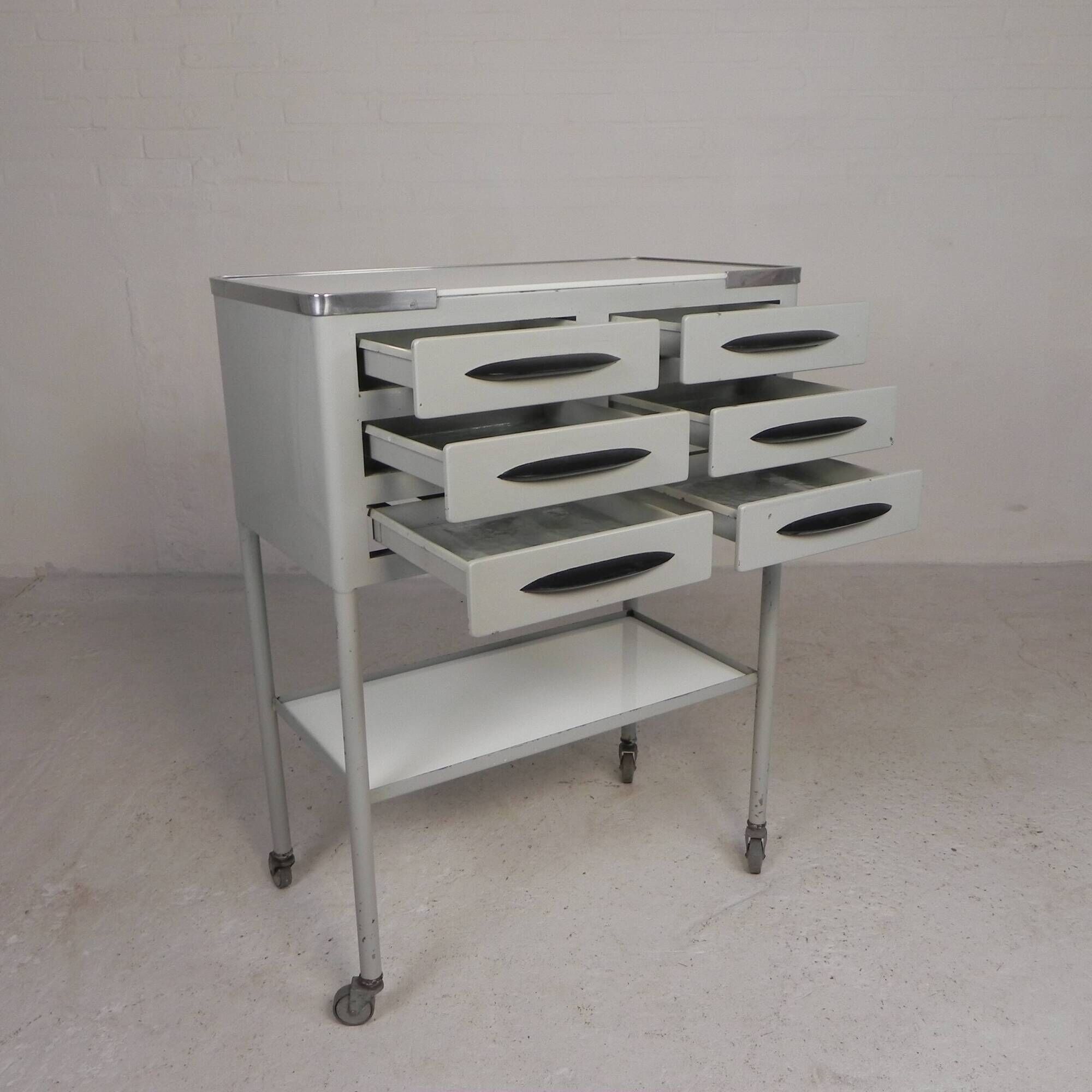 Cabinet dentaire en acier, unité à 6 tiroirs, années 1950